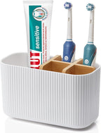 GFWARE White Toothbrush Holder - Bamboo Toothbrush Holders for Bathrooms Electric Toothbrush Holder Organizer Kids Toothbrush