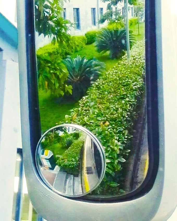 Blind Spot Mirror, Ampper 3-3/4" Round HD Glass Convex Aluminum Frame Wide Angle Rear View Mirror For Large Vehicles, Car Suv Truck(Pack Of 2)