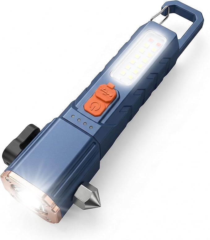 Emergency Car Flashlight with 6 Lighting Modes, Flashlights Emergency Kit Escape Hammer with Seatbelt Cutter & Window Breaker