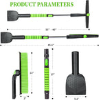 45.6" Ice Scraper and Snow Brush for Car Windshield [Silicone Bristles] ,3-in-1 Extendable Emergency Snow Shovel with Ergonomic Foam Grip and 360° Pivoting Brush Head for Christmas, Car Auto Truck SUV