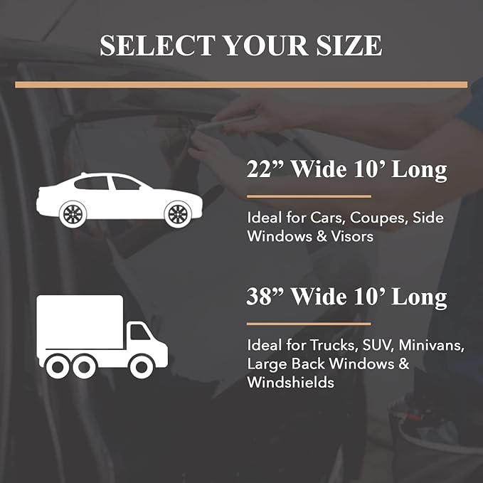 TRUE LINE Automotive Window Tint Film - 99% UV Rejection, 50% Tint, Heat Shield, Privacy - 22" Wide x 10' Long