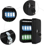 JSSMST Key Lock Box Wall Mount Security Cabinet, 20 Key Hooks & Tags, 7.87 x 6.3 x 2.95 Inches, Black Matt
