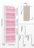 TAHAVICE 2 Pack Over The Door Storage Organizer with 5 Pockets 10 Mesh Pockets, 44 lbs Weight Capacity Door Hanging Organizer