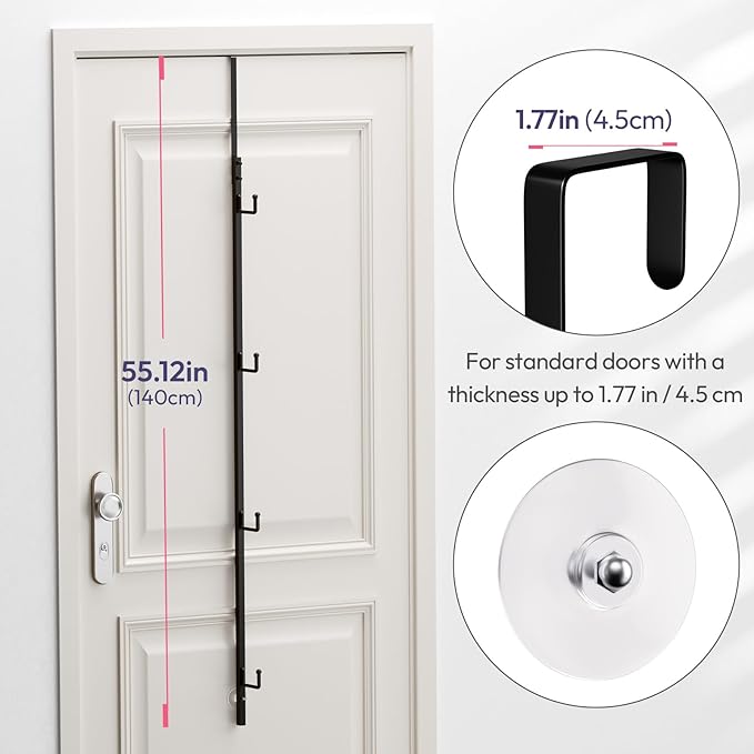 HapiRm Over Door Hat Rack - 2 Packs Hat Organizer with 8 Hooks Design, Hanging Baseball Cap Organizer Storage Holds Up to 40 