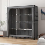 Portable Closet, 51.18" Large Capacity Clothing Storage Organizer with 3 Hanging Rods 6 Shelves 18 Side Pockets, Dustproof St