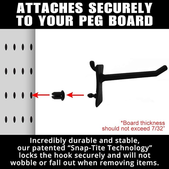 PegPro® 2" Hooks Kit for Standard “Wood Fiber” pegboard – Durable Plastic Pegboard Hooks - for Garage, Kitchen, Craft Room, a