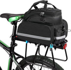 Bike Rear Rack Bag,10-25L Bicycle Trunk Bag with Rain Cover, Pannier Bike Bag with 2 Side Foldable Panniers, with Reflective Strips and Shoulder Strap, for Shopping,Cycling,Trip (Black)