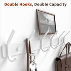 GWAAZXGZ Coat Rack Wall Mount Hooks - 15 Inch Matte White Metal 6-Hook Organizer Wall Mounted, Modern Kids Room, Entryway & B