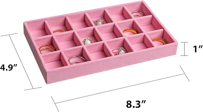 Frebeauty Jewelry Organizer Tray,Stackable Velvet Jewelry Trays,Drawer Inserts Earring Organizer For Women Jewelry Storage Di