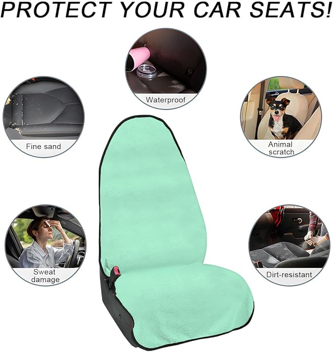 Car Towel Seat Cover, Waterproof Sweating Non-Slip Premium Soft Towel Carseat Protector, Universal Machine Washable Car Truck