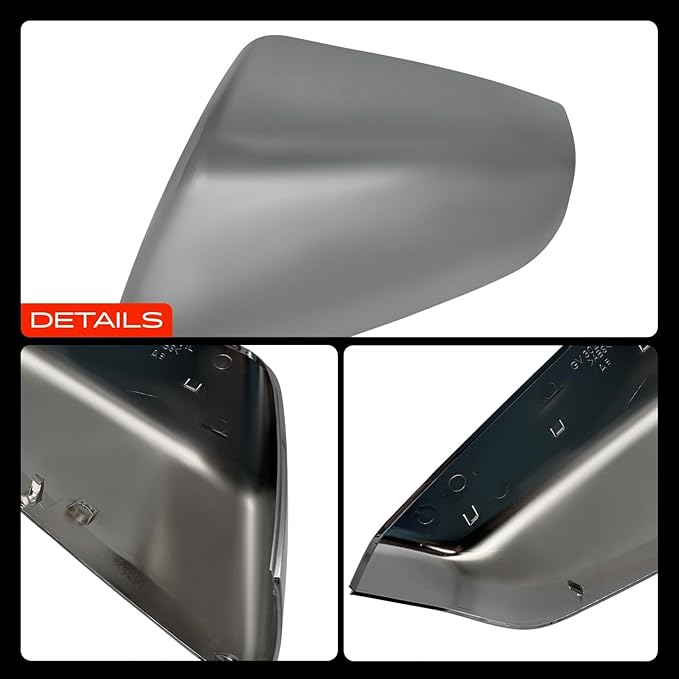 A-Premium Driver Side Rearview Mirror Cover Cap - Compatible with Chevy Chevrolet Equinox & GMC Terrain, 2018 2019 2020 2021 2022 2023 2024 - Chrome