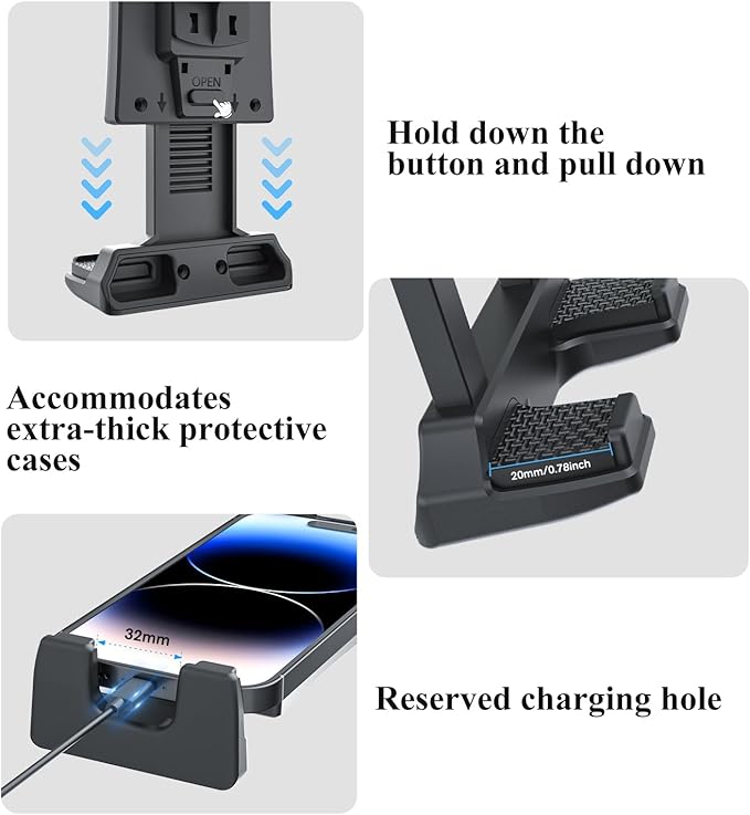 OHLPRO Car Tablet Holder - Heavy Duty Drill Base, Tablet Mount for Truck Compatible with iPad Samsung Tab 5"-13" Tablets and Phones, iPad Stand for Wall/Business/Vehicle/Desktop, etc.-4-inch Arm