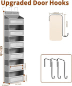 Over The Door Organizer with 6 Large Pockets, Over the Door Storage 12 Side Pockets, Hanging Door Organzier 44 lb Load Behind