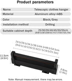 Pull-Out Clothes Rail, Extendable Clothes Hanger, Bearing 30kg, Valet Rods for Closets, Silent Slide Wardrobe Hanger, Closet 