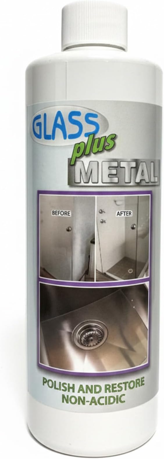 Glass Plus Metal - Polish and Restore | Safe Water Deposit & Stain Remover | Shower Glass, Stainless Steel Frames, Kitchen, B