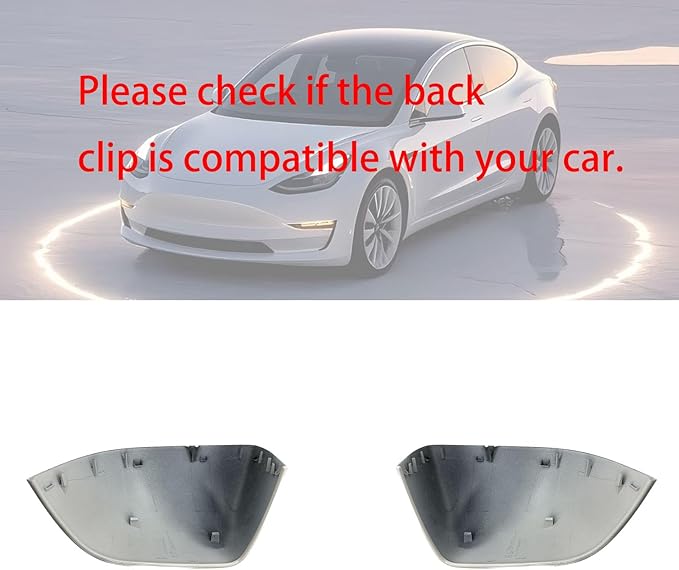 Compatible with Tesla Model 3 Side Mirror Cover Replacement 2017 2018 2019 2020 2021 2022 2023 2024, Left & Right Side Rearview Mirror Cover Cap for Model 3 Accessories(White) 2pcs