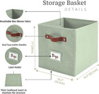 DECOMOMO Storage Bins, Cube Storage Bin with Labels, Fabric Storage Cubes for Shelves (10.5" x 11" / 6pcs, Sage Green)