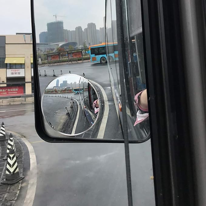 2PCS Large Stick-on Convex Blind Spot Mirror, 3.75" HD Glass Big Round Convex Rear View Mirror, Strong Adhesive for Car, Van, SUV and Trucks (3-3/4"(95mm), Frameless)
