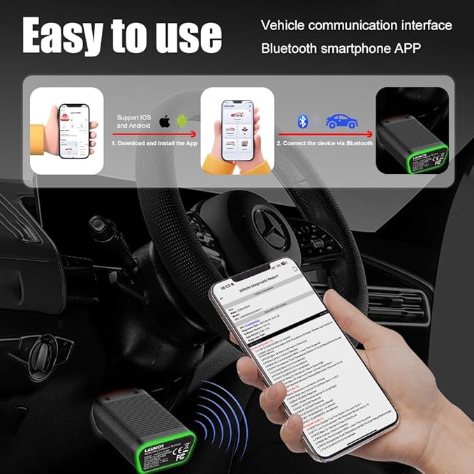LAUNCH AIOBD Bluetooth OBD2 Scanner Connector, High-Speed Universal OBD2 Scanner Connector for 95% Cars, Bi-Directional &