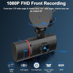 Dual Dash Cam Front and Inside, 1080P Dash Camera for Cars Dashcam with 32G Card, 24H Parking Monitor, Night Vision, G-Sensor
