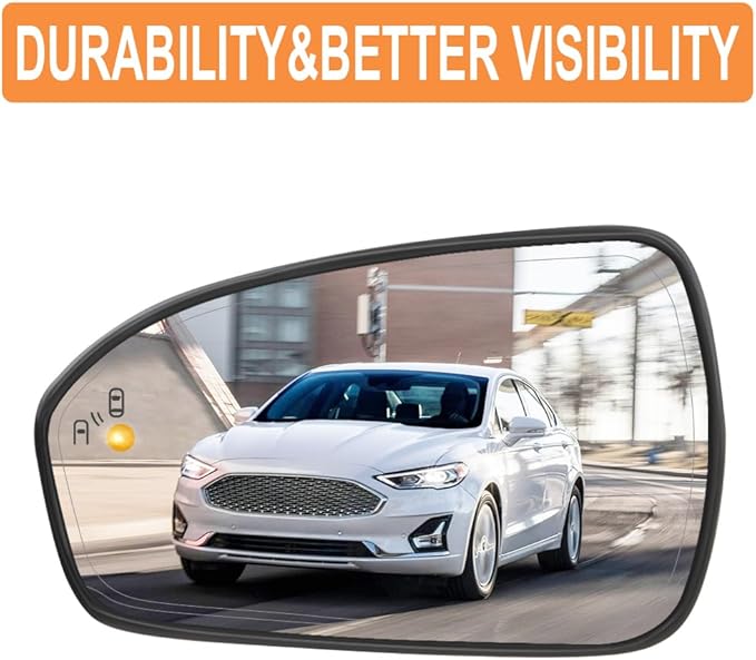 Senzeal Driver Side Heated Mirror Glass with Blind Spot Detection BLIS for Ford Fusion 2013 2014 2015 2016 2017 2018 2019 2020 2021 DS7Z17K707H DS7Z-17K707-H (No Auto Dimming)(Left Side)