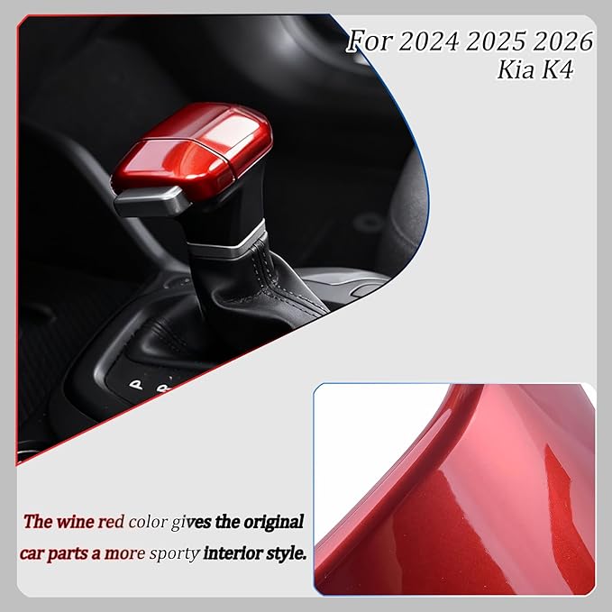 Gear Shift Cover,for 2024-2026 Kia K4/Kia Carnival 2025/k5 2025 /Kia Sorento 2024-2026,Car Center Console Gear Shift Knob Cover Trim Cap - Wine Red