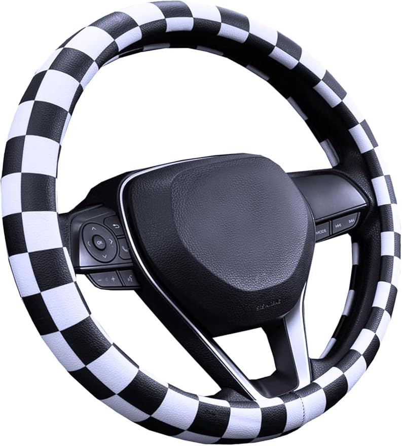 Dotesy Leather Flowers Car Steering Wheel Cover, Fashion Floral Steering Wheel Protector Universal for 36-38cm Anti Slip Auto