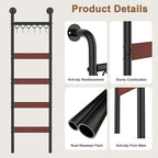 Wooden Blanket Ladder, Wall-Leaning Blanket Rack, 5 Tier Ladder Shelf, 5.6 ft Blanket Holder, Decorative Display Ladder Shelf