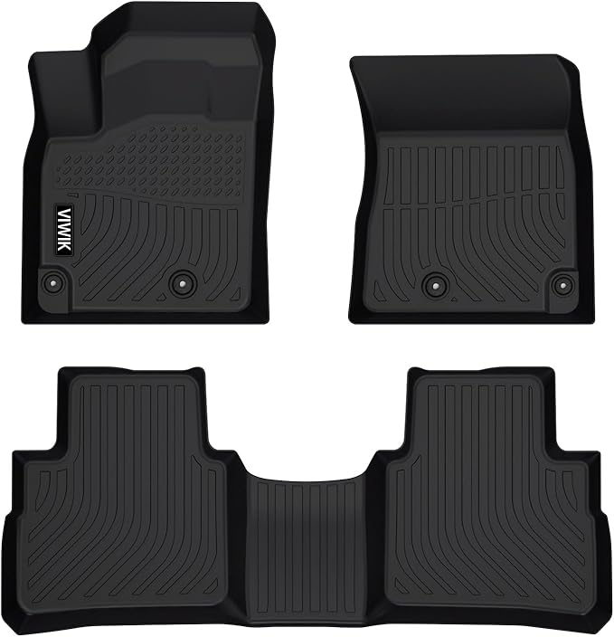 VIWIK Floor Mats Fit for Nissan Rogue 2025 2024 2023 2022 2021 (No Sport Models), Car Mats All Weather Custom Floor Liners Front & Rear, TPE Rubber Car Accessories Black