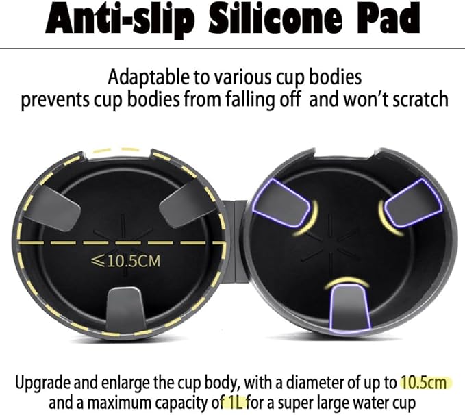 Cup Holder Expander for Car, 2 in 1 Cup Holder Phone Mount with Adjustable Base, Car Cupholder for Yeti Hydro Flasks 16-40oz 