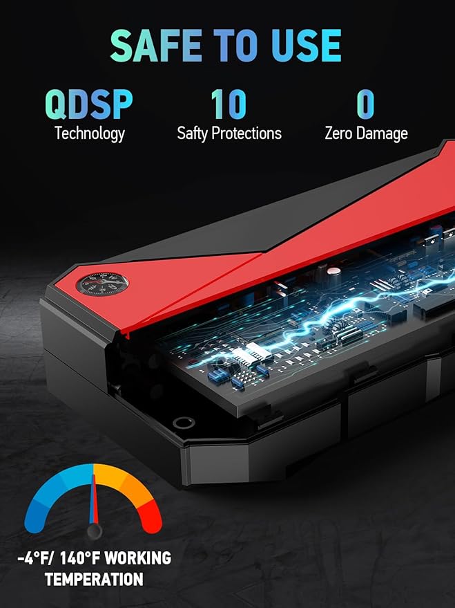 DBPOWER Peak 3000A 18000mAh Portable Car Jump Starter (up to 8.0L Gas, 6.0L Diesel Engine) Battery Booster with Smart