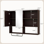 Medicine Cabinet, Wooden Bathroom Wall Cabinet with 2 Doors, Adjustable Shelves & Towel Bar, Over Toilet Storage Cabinet Wall
