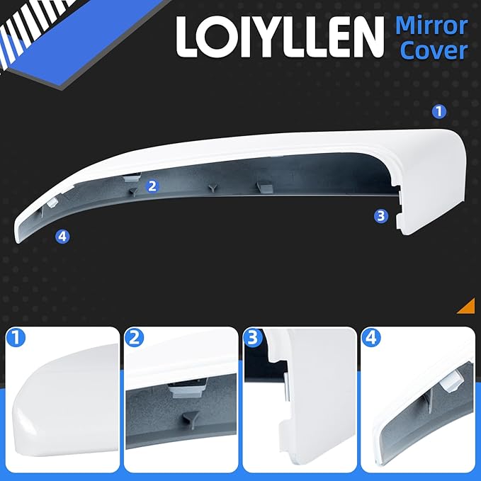 Driver Side Mirror Cover Replacement for Honda Civic 2016-2021, Insight 2019-2021 - Left Side Mirror Covers, Rear View Mirror Cap White