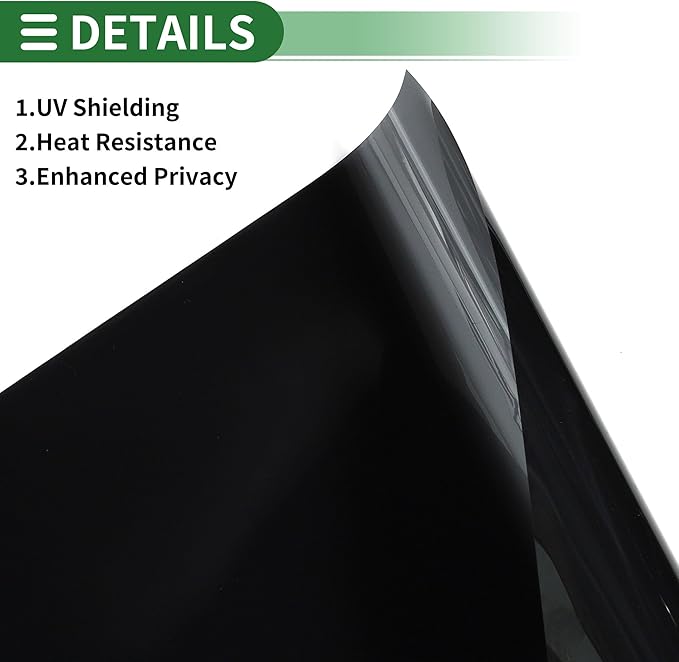 Motoforti Universal Car Window Tint Film Privacy Film 9.84 ft x 23.62 Inch Carbon 2PLY PET Black 1 Pc VLT 16% IRR 60% URV 95%