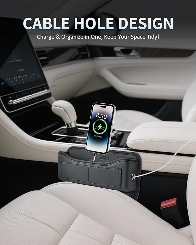 FLORICH Car Seat Gap Filler, Premium Leather Center Console Organizer, Front Seats Gap Filler Organizer and Storages Universal Fit for Car SUV Truck