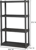 Sterilite 4-Pack 4 Shelf Unit, Heavy-Duty Shelving Storage and Utility Rack - Standing Plastic Organizer Shelves for Kitchen,