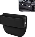 Car Seat Gap Filler Organizer, Waterproof Anti-Slip Leather Front Seat Side Storage Bag for Phones, Keys, Glasses, Cards, Universal for Most Cars (Black)