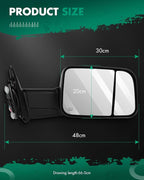 SCITOO Towing Mirrors Compatible With 2009-2015 For Dodge For Ram 1500 2010-2015 For Dodge For Ram 2500 3500 Pickup Truck A Pair(Left Right Side) Power Adjusted Heated No Turn Signal Black Housing