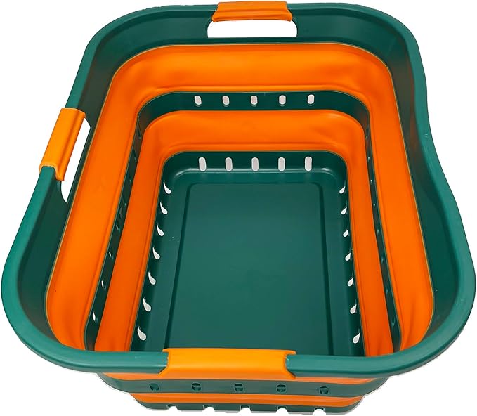 SAMMART 42L (11 gallon) Collapsible Plastic Laundry Basket - Foldable Pop Up Storage Container/Organizer - Space Saving Hampe