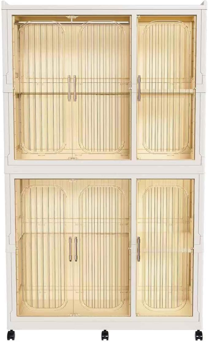 Portable Wardrobe Closet Storage Organizer, Foldable Armoire Wardrobe Closet with 2 Hanging Rods, 6 Magnetic Doors-6 Cubes an