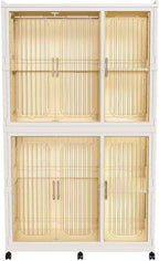 Portable Wardrobe Closet Storage Organizer, Foldable Armoire Wardrobe Closet with 2 Hanging Rods, 6 Magnetic Doors-6 Cubes an