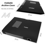 Foldable A4 Document Box with Lid, Pack of 3 Plastic Archive Cases, 31x24x4cm, File Folder Organizer Document Storage File Bo