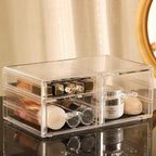 Cq acrylic 1 Pack Clear Stackable Storage Drawers for Vanity,Stackable 3 Drawers Desktop Organizer With Drawers,Cute Desk Sto