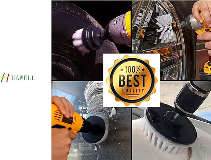 HUAWELL Automotive Soft White-Car Accessories Car Cleaning Brush - Drill Brush -Wheel Brush - Car Mats - Detail Brush - Carpe