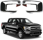 Chrome Side Rearview Mirror Covers Caps Decoration Compatible with 2021-2025 Ford F150, With Turn Signal Model (Chrome-Cut-Out)