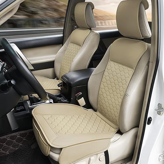 Elantrip Auto Car Seat Covers Leather Car Seat Protector for Women Airbag Compatible Diamond Pattern PU Seat Cover Universal 