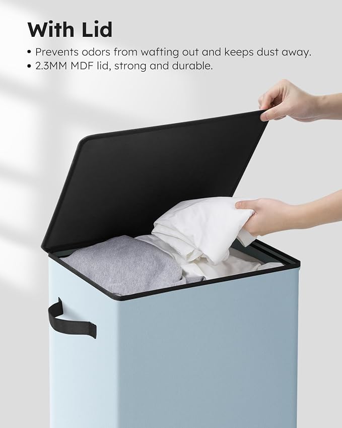 SOLEDI Laundry Hamper with Lid 100L Large & Tall Collapsible Laundry Basket, Clothes Hamper with Bag Removable Easy to Carry,