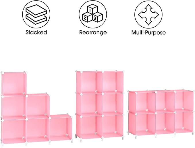 HOMIDEC 6-Cube Storage Shelf, Storage Bookcase Bookshelf with Metal Hammer, Storage Cubes Organizer Cabinet for Kids, Closet,