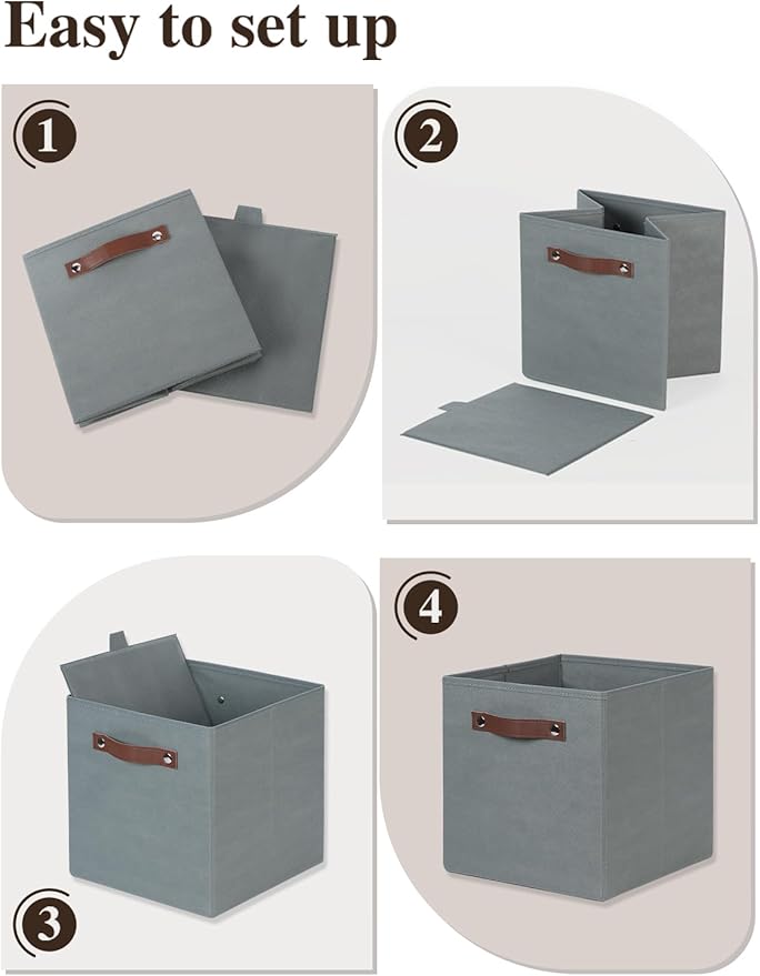 Temary 11x11 Storage Cubes Fabric Cube Storage Bins with Handles Clothes Storage Boxes Baskets for Organizing Home, Shelf, Cl