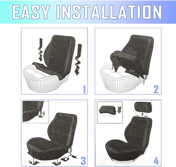 4PCS Cooling Car Seat Covers,Breathable Front Seat Covers with Mesh Construction and Foam Padding,Car Seat Protector to Reduc